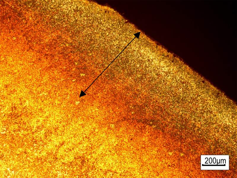 Carburizing layer depth detection